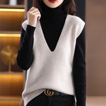 Cashmere knit waistcoat Vest Girls 2022 Spring New V Collar Short stack wearing sleeveless blouse wool Camshoulder