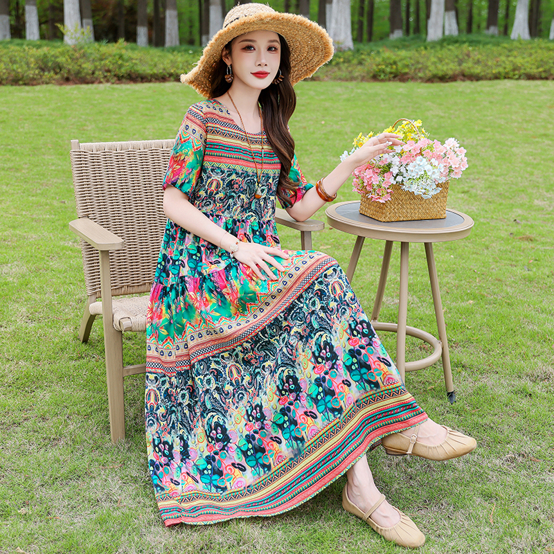 High-End Cotton Silk Dresses for Early Summer 2026, This Year's Popular Hot Item, Sanya Beach Dress, Bohemian Long Dress
