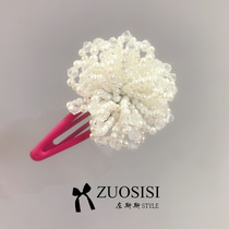 Girls Pearl Beaded Flower hairclip Children Contrast Fashion Accessories Hair Card