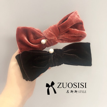 Chinese New Years hair accessories girls wine red velvet bow hairpin baby New Year hairclip festive headdress