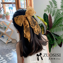 Zuos zuosisi trend Korean children hair accessories girl big bow hair card lace fairy hairclip