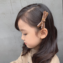 Zuos quality childrens hair accessories girl velvet bow hairclip Korean synchronized baby headgear hair card