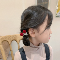 Velvet ball ball five-pointed star Hairband childrens wine red hair accessories girl head rope baby headgear leather band