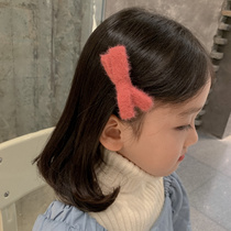 Childrens hair ornament girls Korean version of the knitted bow hairpin wool knitting hairclip multicolor Wild headdress