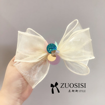 Princess childrens hair accessories girls Big Bow mesh beads hairpin childrens summer headdress hairclip