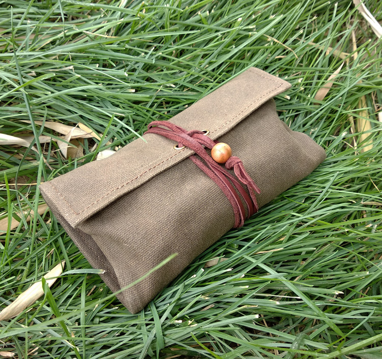 52bushcraft outdoor portable items collection bag zero wallet oil wax canvas bag edc collection bag