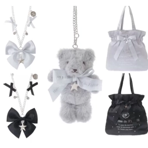 Мигающее звездное небо, сумка на одно плечо с бантиком на цепочке, новая коллекция, с медвежатами