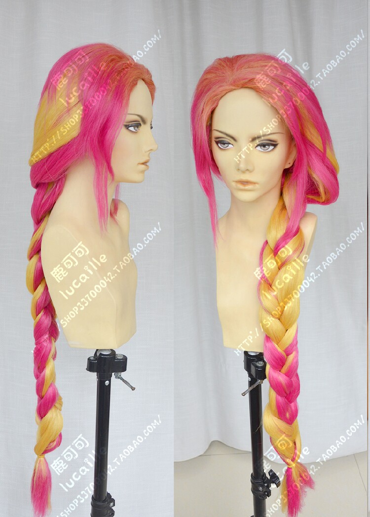 pink wig 120cm