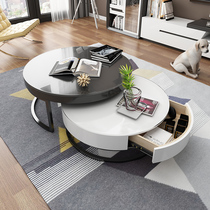 Ah point Nordic multifunctional paint round coffee table TV cabinet combination simple modern living room creative tea table 1027