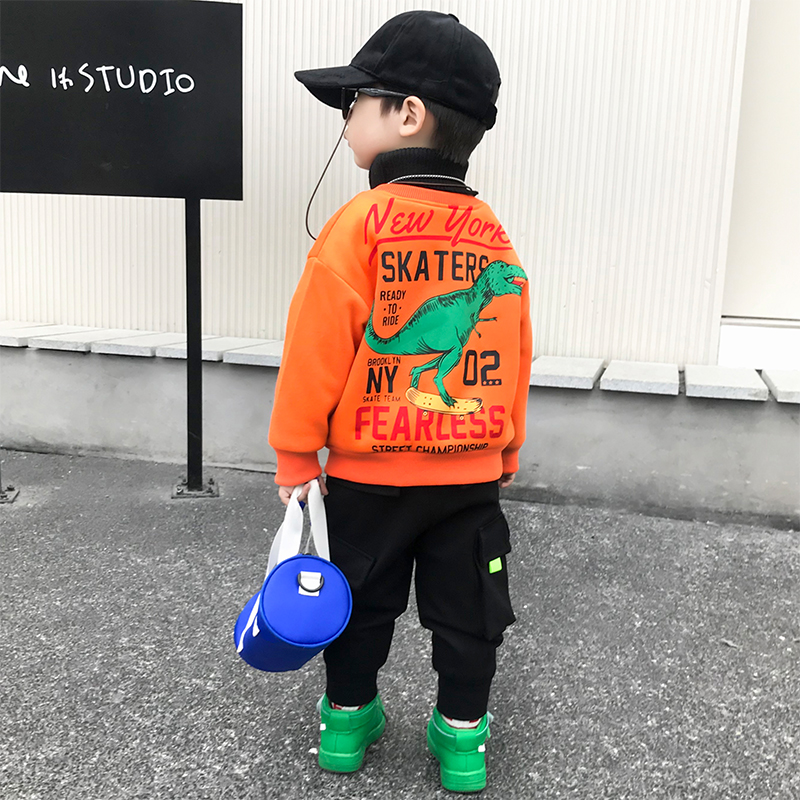 Boys' velvet thickened high-necked thick cotton T2022 new Korean version winter baby children's warm fashion jacket tide clothes