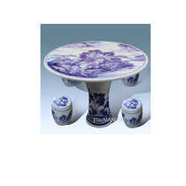 Main Peinture Jiangnan Paysage Bleu Fleur de Porcelaine Protection contre le givre Protection solaire Gel Protection du givre Table Balcony Patio Table Suit