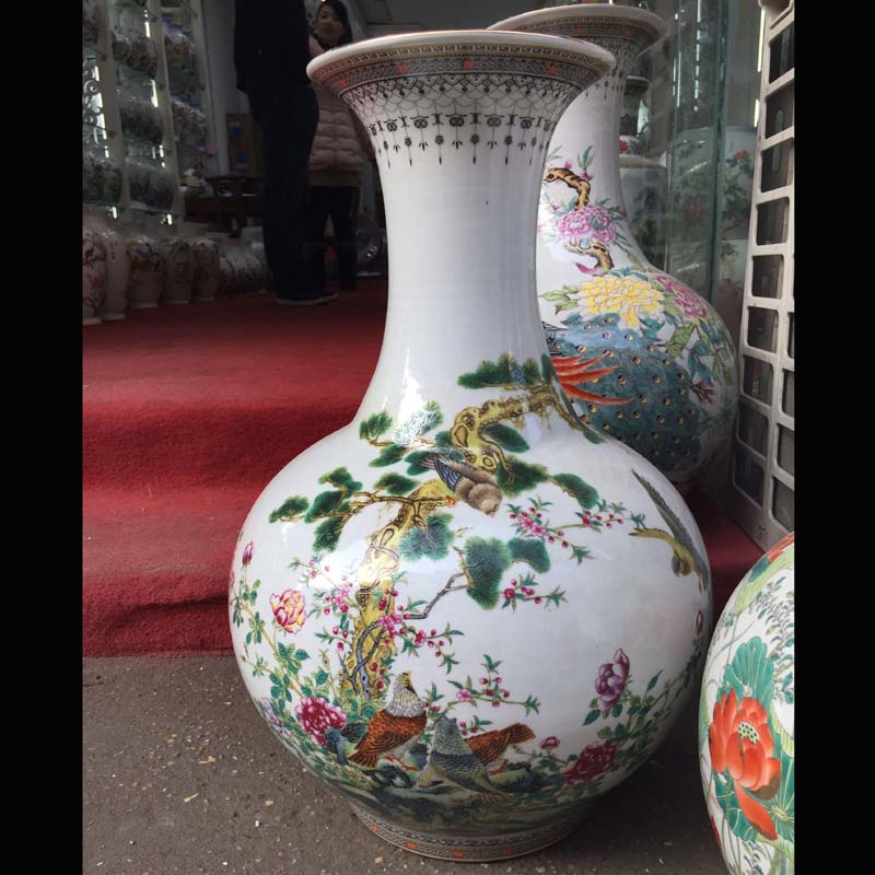 Jingdezhen landscape design ceramic ceramic furnishing articles furnishing articles study refinement peony peony peacock 50 to 60 cm