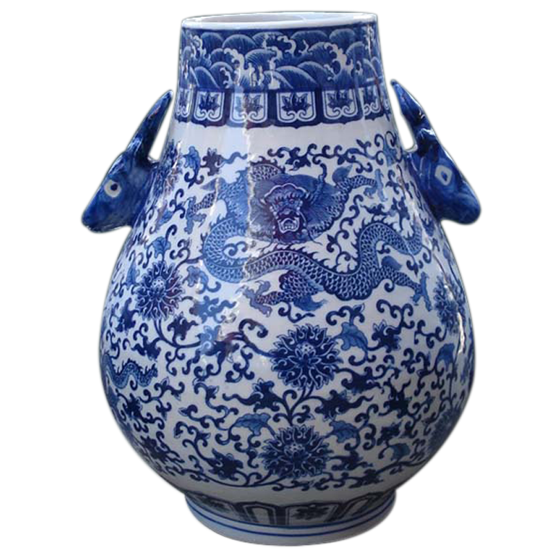 景德鎮青花龍紋青花瓷器花瓶30CM左右高古韻陳設博古架花瓶