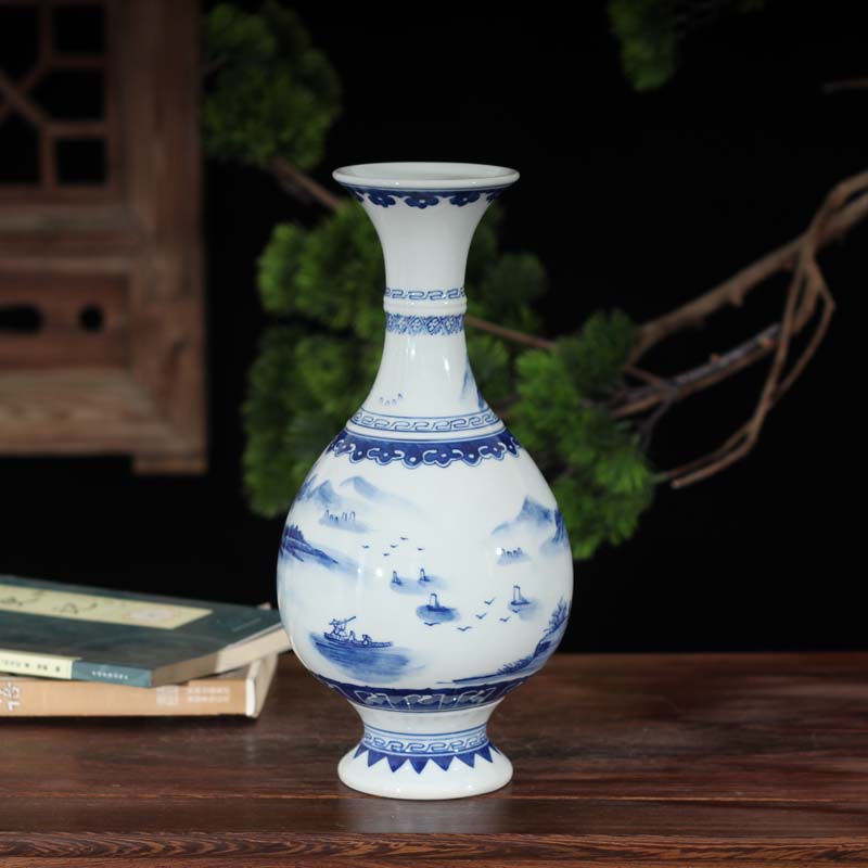 Jingdezhen hand - made scenery ears gift porcelain statute of high culture rich ancient frame boutique floret bottle furnishing articles