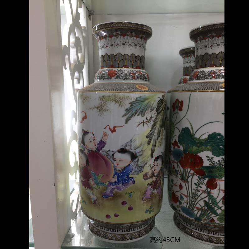 Jingdezhen porcelain 40 cm high wooden stick porcelain vases cranes lotus tong qu name plum blossom put tong qu vase