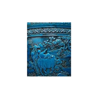 Jingdezhen 50CM diameter dragon pattern large vat lotus antique porcelain large blue green carved porcelain vat classical vat