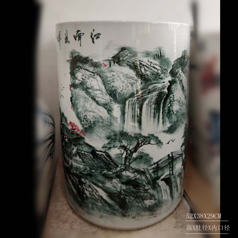 Rough jingdezhen ceramic quiver art landscape painting and calligraphy quiver of high - grade fine calligraphy and painting porcelain quiver