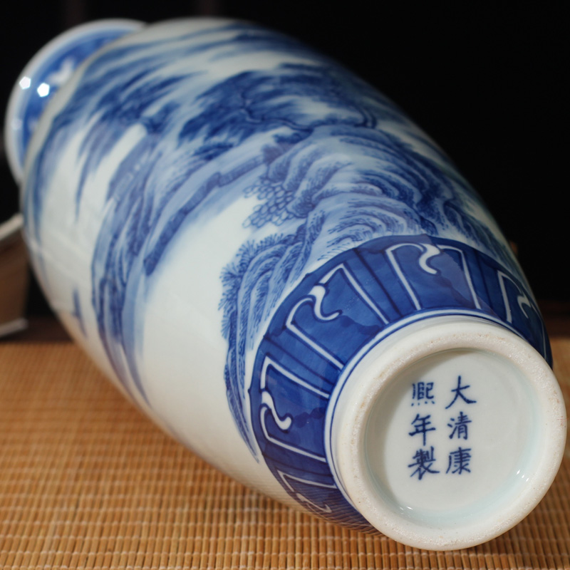 Jingdezhen hand - made scenery ears gift porcelain statute of high culture rich ancient frame boutique floret bottle furnishing articles
