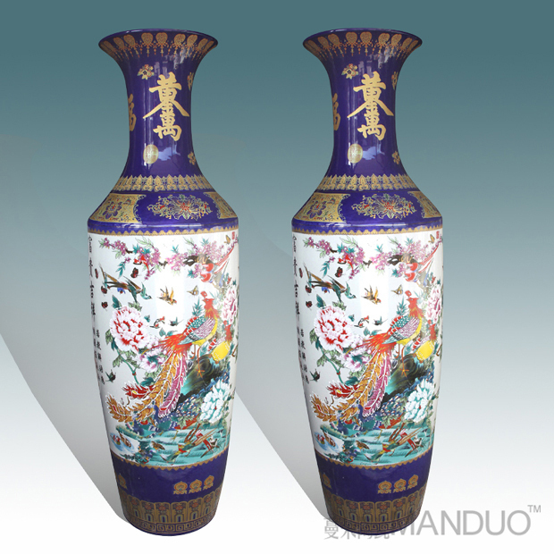 Jingdezhen Jingdezhen painting of flowers and big vase landing landing vase company to open the vase