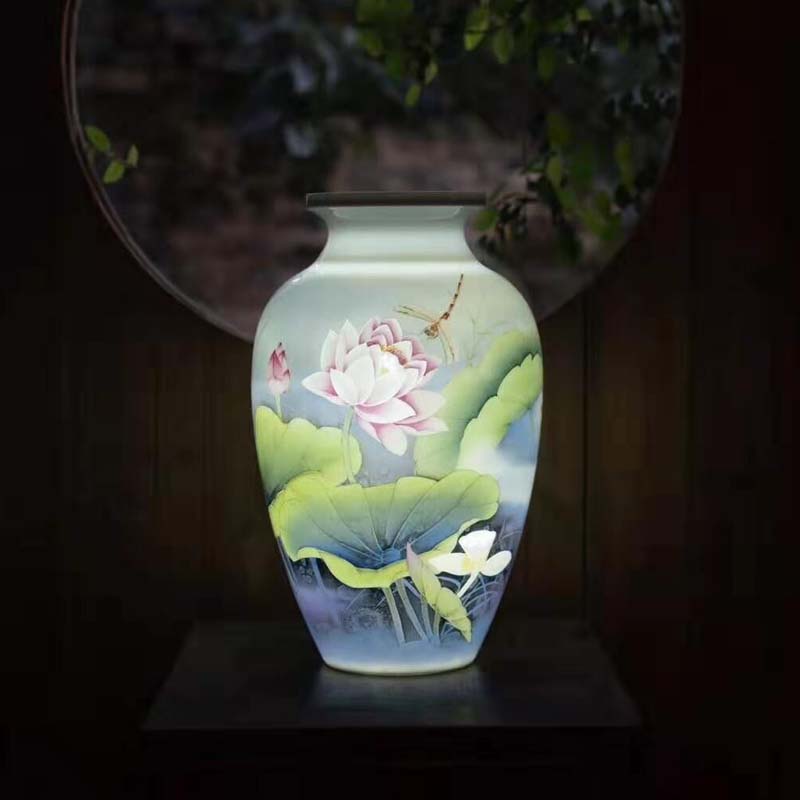 Jingdezhen high - grade knives half the about 30 cm high mud vase gift Jingdezhen porcelain vase transparent bottle by hand