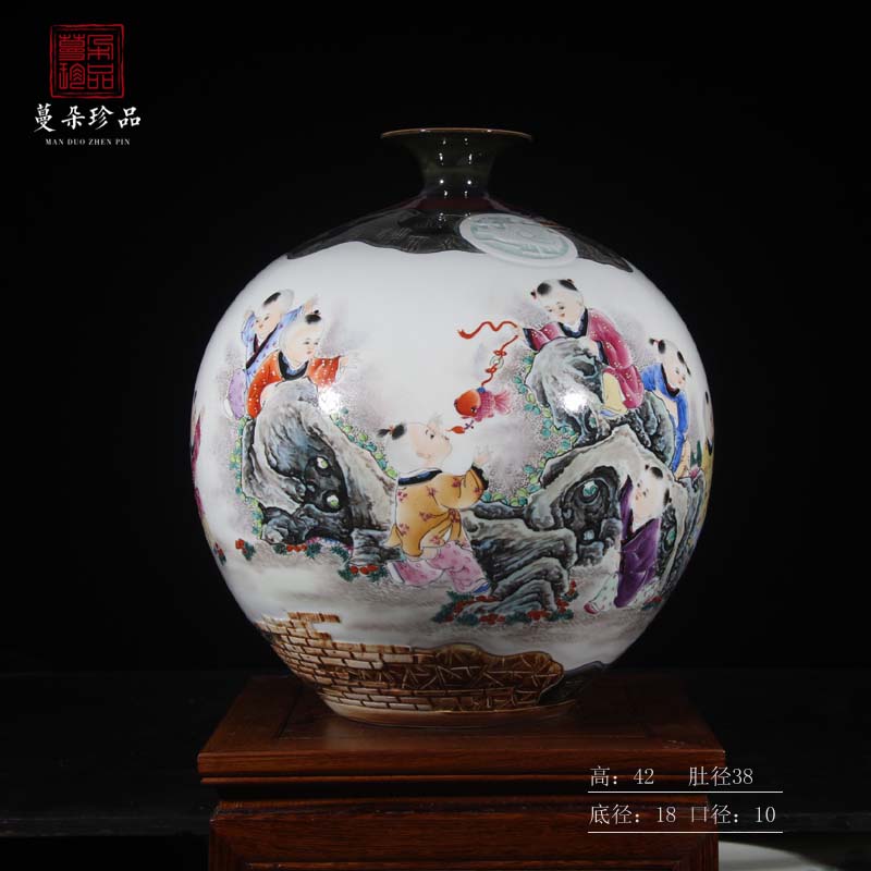 Jingdezhen hand - made works of tong qu tong qu Peng who porcelain Jingdezhen porcelain vase famous works