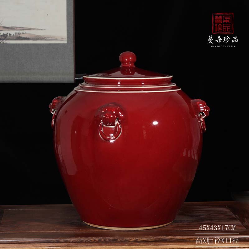 Jingdezhen red tiger porcelain cover pot type idea gourd storage cover pot wedding supplies new decorative porcelain