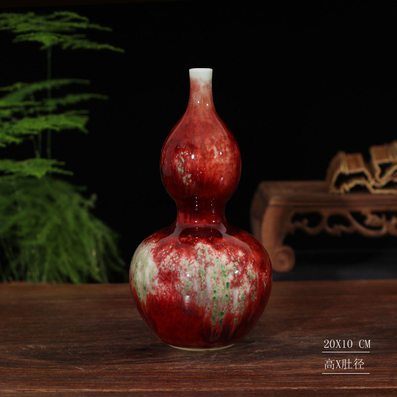 Jingdezhen pure manual pull embryo imitation kangxi beauties drunk monochrome variable series of cowpea red vase art furnishing articles