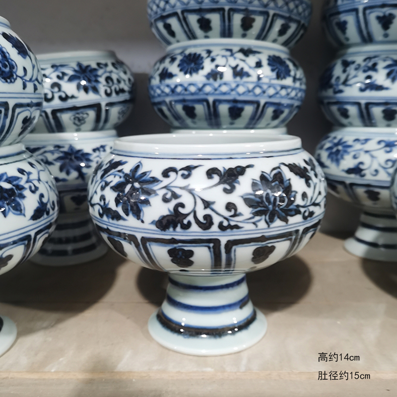 Jingdezhen 22 high five for blue and white temple LangHongJi red ceramic for glass flower vase with candlestick censer for cup five times