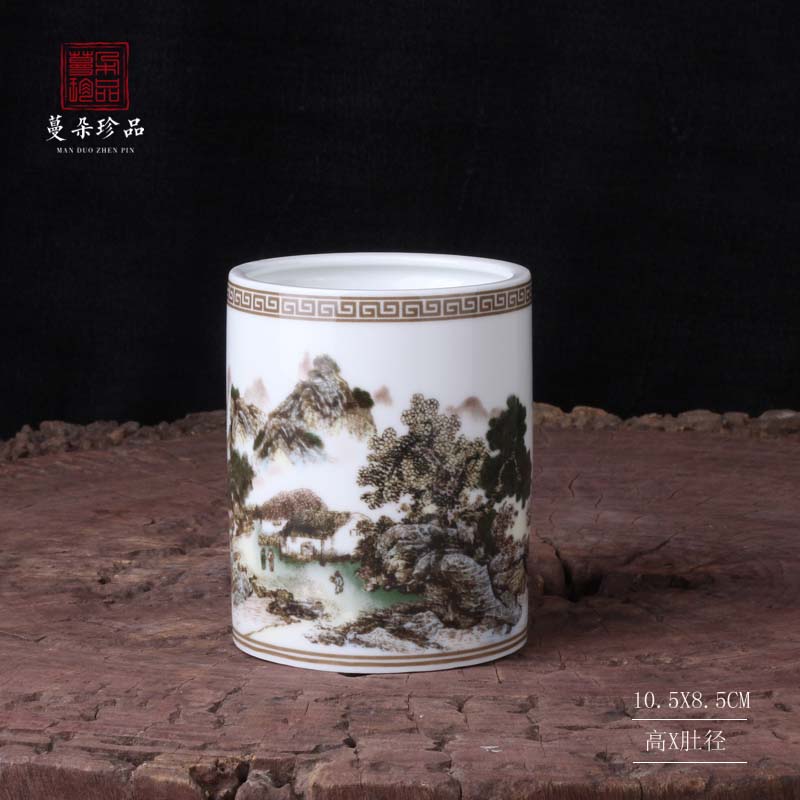 Blue and white porcelain brush pot Chinese style elegant Blue and white porcelain brush pot brush pot culture individuality thin straight vase