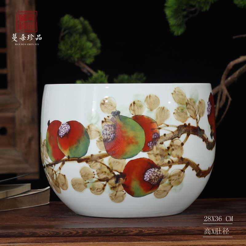 Jingdezhen display cylinder many children f pomegranate China writing brush washer move culture China writing brush washer summing up China