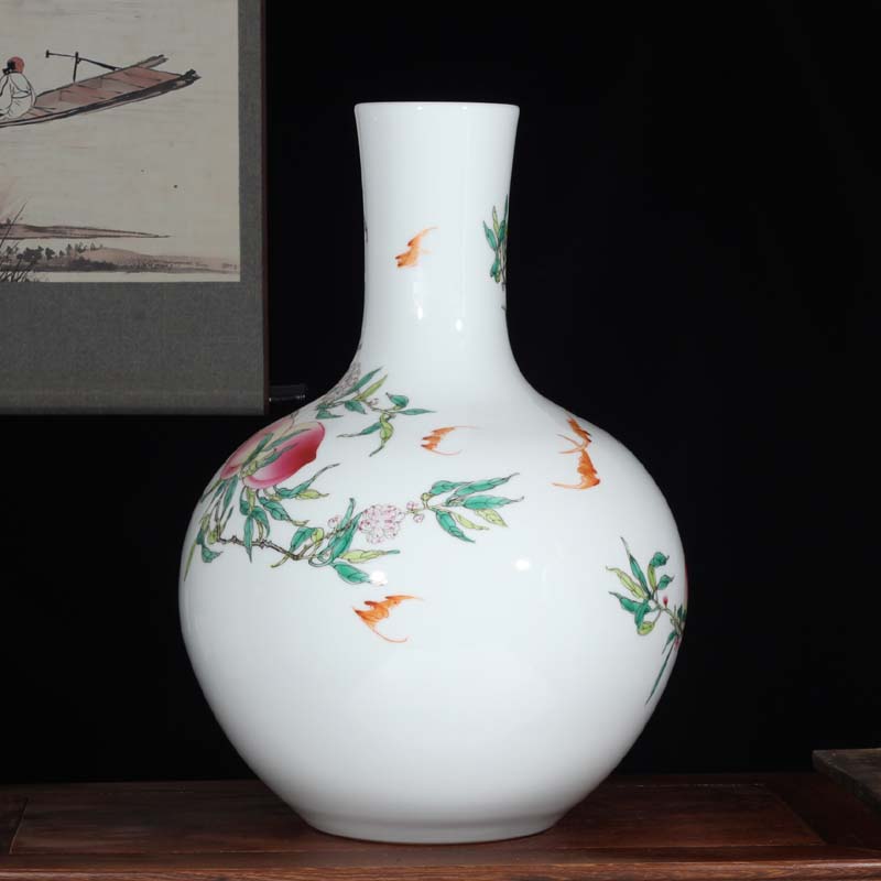 Jingdezhen pure hand - made copy qianlong nine celestial peach vase 33-76 - cm high imitation the qing xiantao hand - made of vases