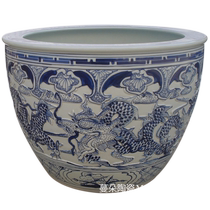Jingdezhen blue and white relief porcelain large vat with dragon pattern Jingdezhen blue and white porcelain large vat with diameter 50-70 and five dragons