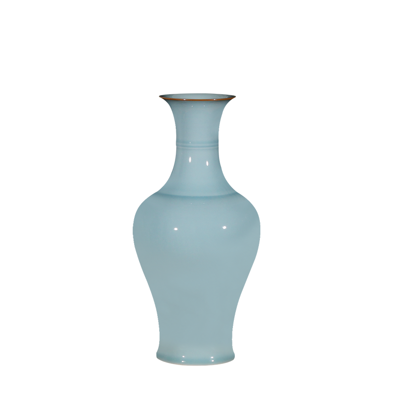 Jingdezhen porcelain masters celadon vase LeiYanGang famous porcelain vases pea green shadow blue porcelain vases, pure color bottle