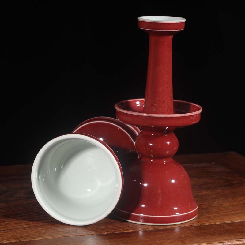 Home decoration jingdezhen ji red based snowflake point offering high - grade red ruby red porcelain based holder