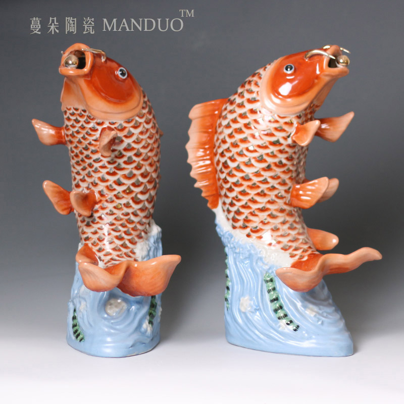 Red carp ceramic porcelain its auspicious Red carp furnishing articles ornaments in successive years more than fish moral act the role ofing is tasted