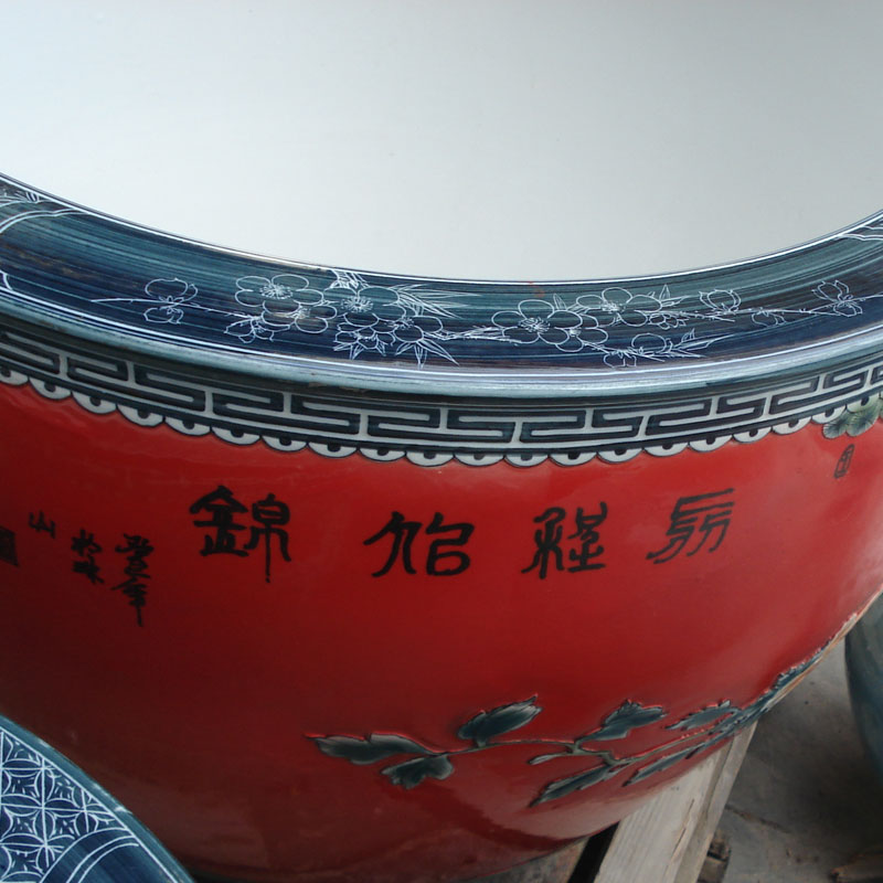 Jingdezhen red bottom emboss festive red porcelain cylinder cylinder engraving display painting and calligraphy art porcelain cylinder cylinder