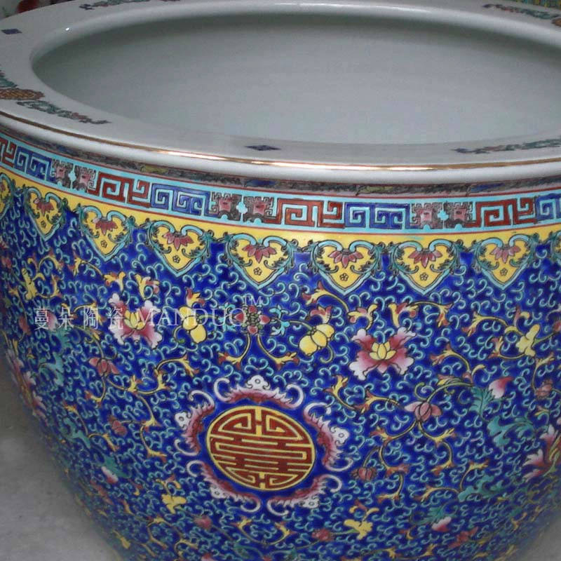 Jingdezhen hand - made life of word VAT blue porcelain enamel kuan VAT artistic classical vats