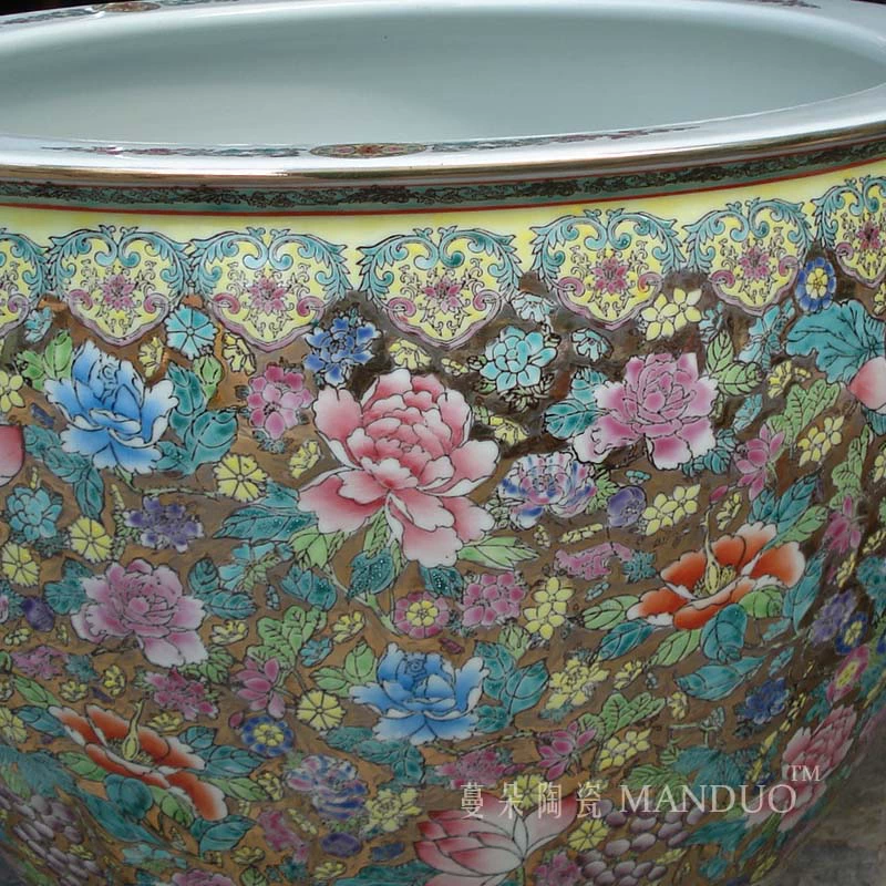 Jingdezhen manual pastel painting peony vats over porcelain art display VAT wealth and key-2 luxury