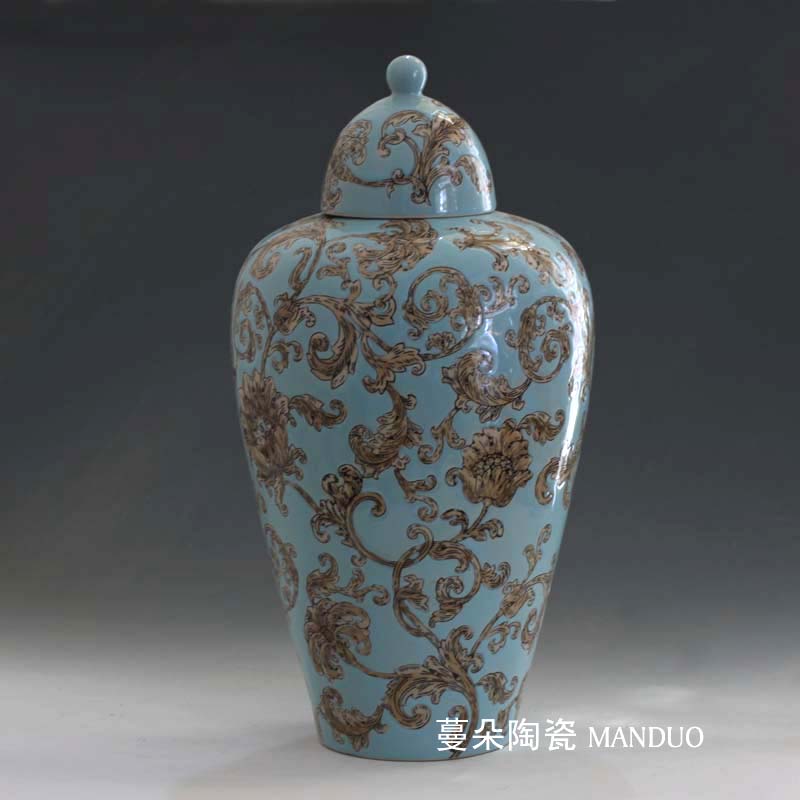 Jingdezhen classical European ceramic vase vase continental curve pattern lid new decorative vase