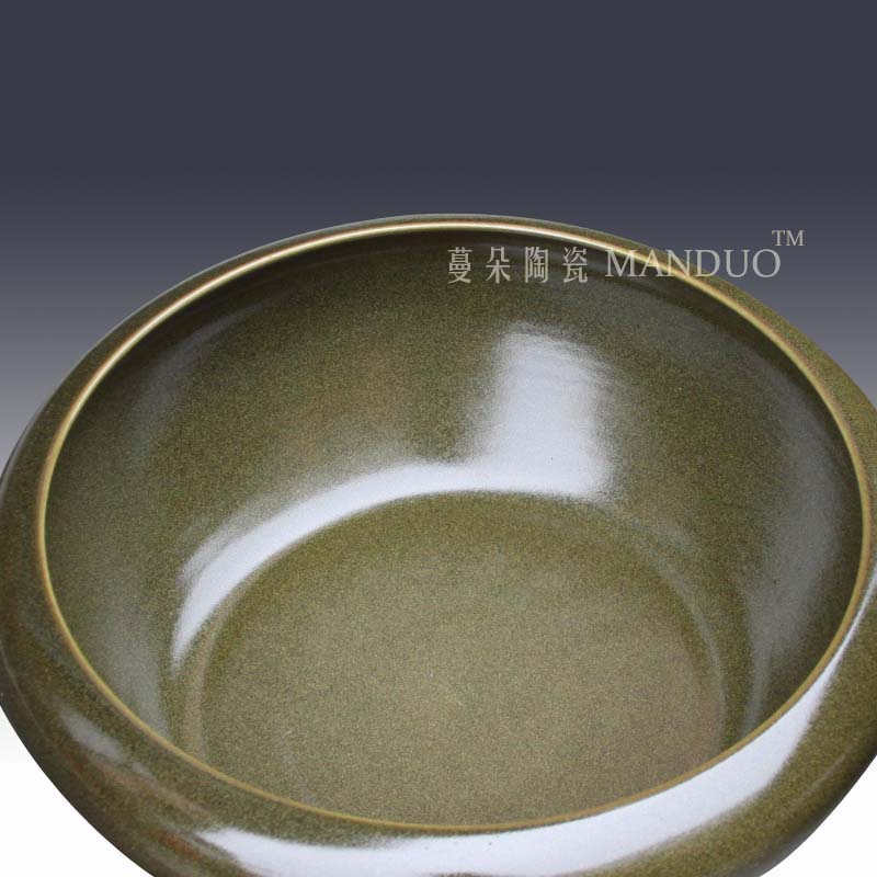 Jingdezhen tea large writing brush washer from shallow water at the end of the classical ancient fish farming water shallow writing brush washer goldfish bowl ceramic porcelain