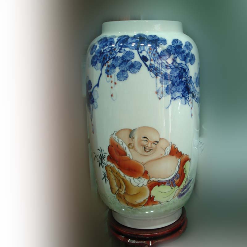 Jingdezhen laughs a kirin SongZi display vase vase vase elegant blue and white porcelain display art