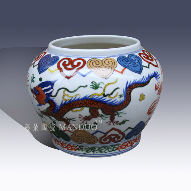 Jingdezhen imitation Ming xuande colorful flowers and birds can copy the Ming wanli five dragon grain fangming ceramic go to pot