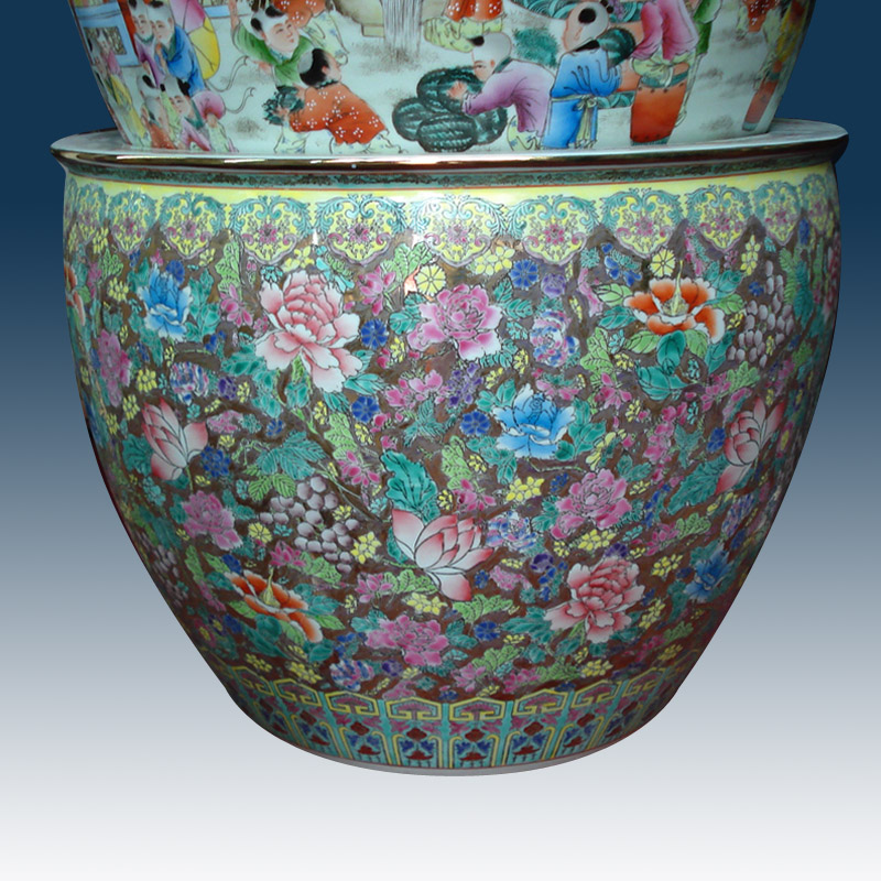 Jingdezhen hand - made gold base flower is China VAT gorgeous elegant prosperous China VAT art porcelain crock