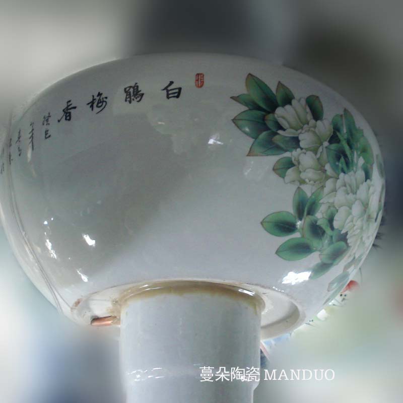 Hand very beautiful peony color filter water fountain porcelain jingdezhen wood fountains fish tank