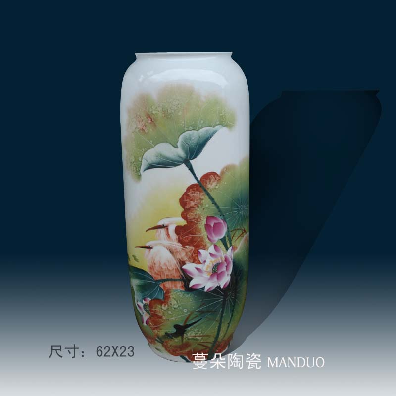 Jingdezhen hand - made decorative vase modern hand - made color lotus lotus art porcelain decorative vase vase