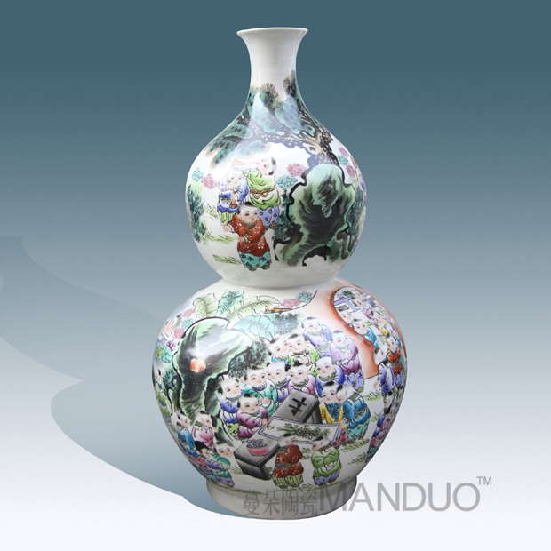Jingdezhen hand - made enamel vase sitting room adornment that occupy the home furnishing articles high - grade figure vase vase hoist the ancient philosophers