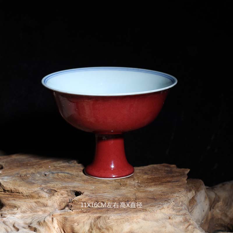 Jingdezhen LangHongJi red to compote red ruby red porcelain compote high - grade display compote goblet