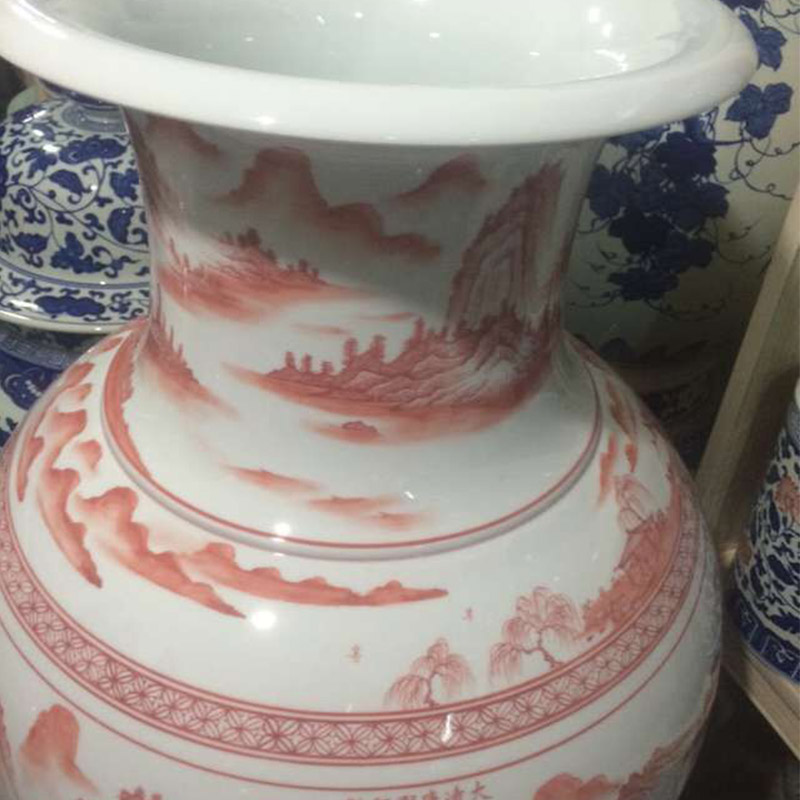 Jingdezhen in 80-88 cm high hand - made dragon pomegranate zun vase air landing big dragon landscape display vase
