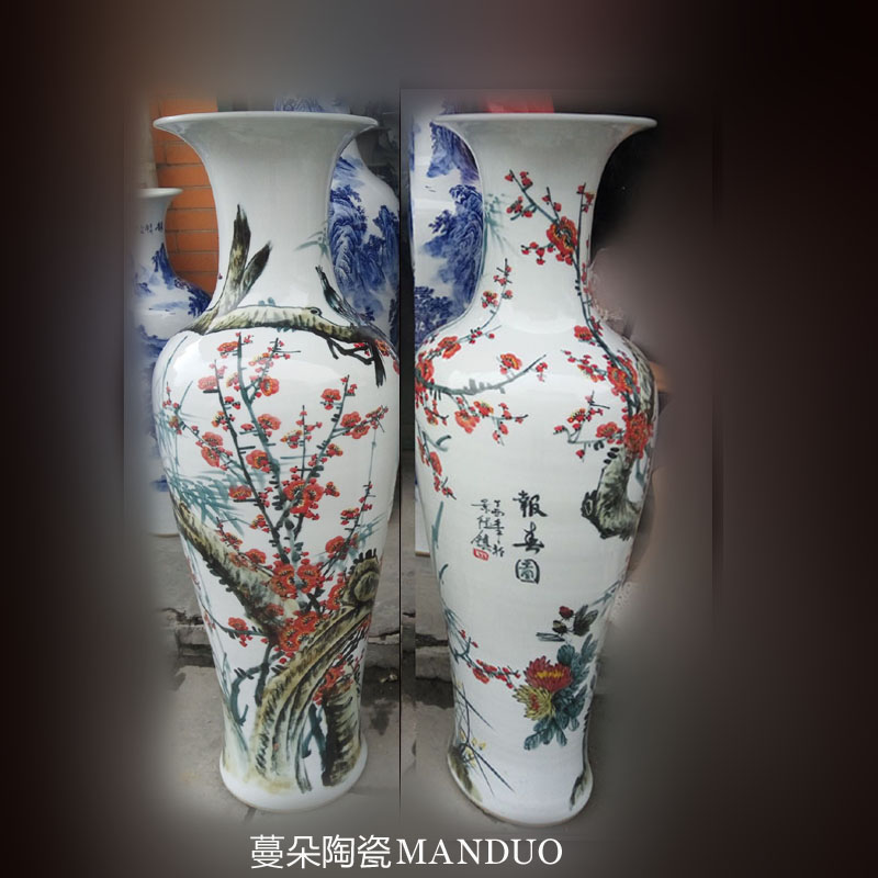 Jingdezhen hand - made name plum 1 m 1 m 4 harbinger of large vase figure high - grade large vase