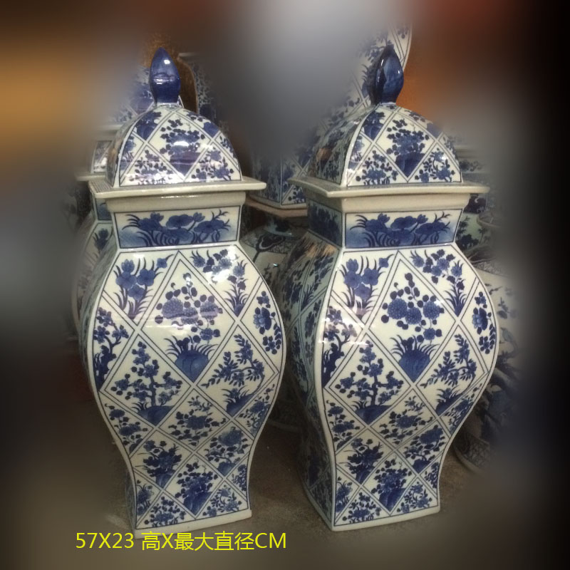 Jingdezhen porcelain 40 to 50 to 60 high general porcelain pot lady general war horse general character square tank